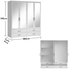 Kleiderschrank >Ivar< in Weiß - 180x190x51cm (BxHxT)