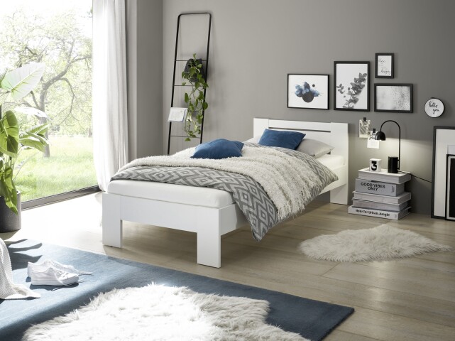 Bett >Cannes< in Weiß - 95x71x204cm (BxHxT)