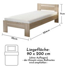 Bett >Cannes< in Eiche Sonoma - 95x71x204cm (BxHxT)