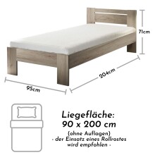 Bett >Cannes< in Eiche San Remo hell - 95x71x204cm (BxHxT)