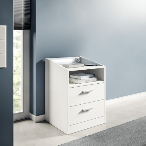 Nachtkommode >Lumo< in Weiß - 46x67x42cm (BxHxT)