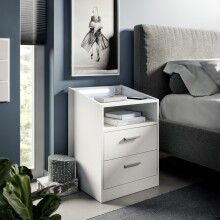 Nachtkommode >Lumo< in Weiß - 46x67x42cm (BxHxT)