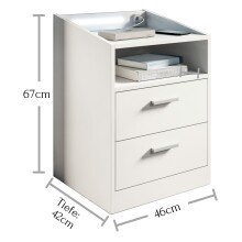 Nachtkommode >Lumo< in Weiß - 46x67x42cm (BxHxT)