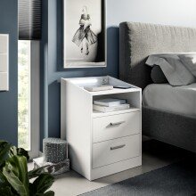 Nachtkommode >Lumo< in Weiß - 46x67x42cm (BxHxT)
