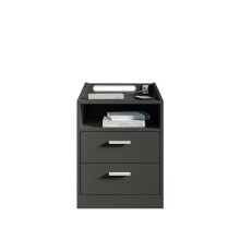 Nachtkommode >Lumo< in Graphit - 46x67x42cm (BxHxT)