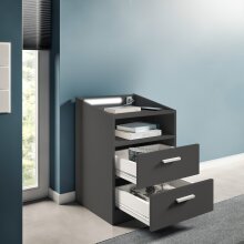 Nachtkommode >Lumo< in Graphit - 46x67x42cm (BxHxT)