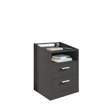 Nachtkommode >Lumo< in Graphit - 46x67x42cm (BxHxT)