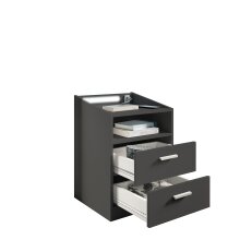 Nachtkommode >Lumo< in Graphit - 46x67x42cm (BxHxT)