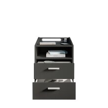 Nachtkommode >Lumo< in Graphit - 46x67x42cm (BxHxT)