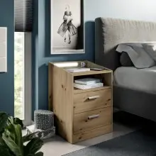 Nachtkommode >Lumo< in Artisan Eiche - 46x67x42cm...