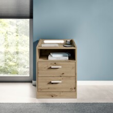 Nachtkommode >Lumo< in Artisan Eiche - 46x67x42cm (BxHxT)