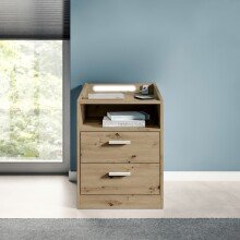 Nachtkommode >Lumo< in Artisan Eiche - 46x67x42cm (BxHxT)