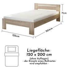 Bett >Cannes< in Eiche Sonoma - 125x71x204cm (BxHxT)