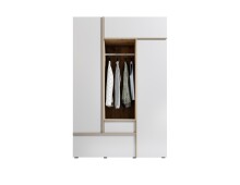 Kleiderschrank >Balve< in Weiß / Abs. Artisan Eiche - 135x204x59cm (BxHxT)