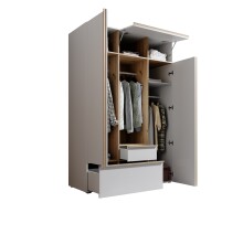 Kleiderschrank >Balve< in Weiß / Abs. Artisan Eiche - 135x204x59cm (BxHxT)