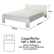 Bett >Cannes< in Weiß - 145x71x204cm (BxHxT)