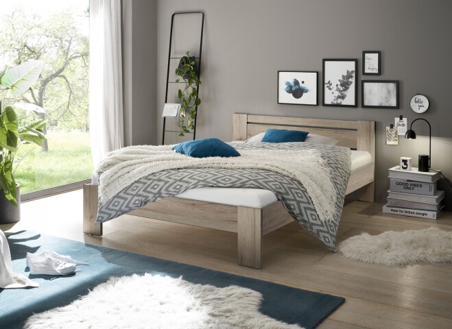 Bett >Cannes< in Eiche San Remo hell - 145x71x204cm (BxHxT)
