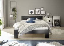 Bett >Cannes< in Schwarz - 145x71x204cm (BxHxT)