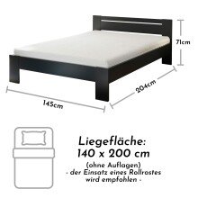 Bett >Cannes< in Schwarz - 145x71x204cm (BxHxT)