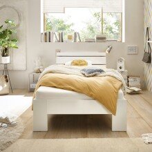 Bett >Brest< in Weiß HGL - 105x73x213cm (BxHxT)