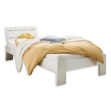 Bett >Brest< in Weiß HGL - 105x73x213cm (BxHxT)