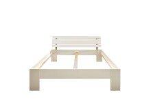 Bett >Brest< in Weiß HGL - 145x73x213cm (BxHxT)