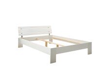 Bett >Brest< in Weiß HGL - 145x73x213cm (BxHxT)