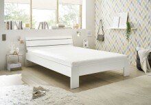 Bett >Brest< in Weiß HGL - 145x73x213cm (BxHxT)