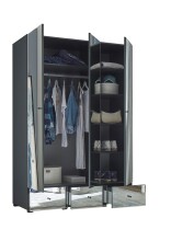 Kleiderschrank >Alvito< in Graphit (Spiegelfront) - 135x195x55cm (BxHxT)