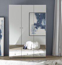 Kleiderschrank >Alvito< in Graphit (Spiegelfront) - 135x195x55cm (BxHxT)