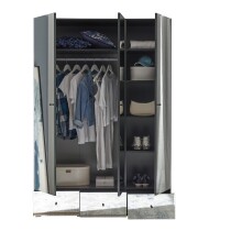 Kleiderschrank >Alvito< in Graphit (Spiegelfront) - 135x195x55cm (BxHxT)