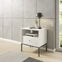 Nachtkommode >Ines< in Weiß - 53,6x56,2x39cm...