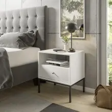 Nachtkommode >Ines< in Weiß - 53,6x56,2x39cm...