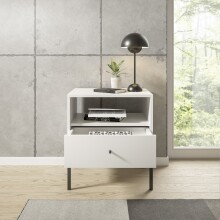 Nachtkommode >Ines< in Weiß - 53,6x56,2x39cm (BxHxT)