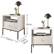 Nachtkommode >Ines< in Weiß - 53,6x56,2x39cm (BxHxT)