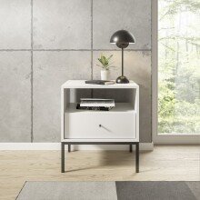 Nachtkommode >Ines< in Weiß - 53,6x56,2x39cm (BxHxT)