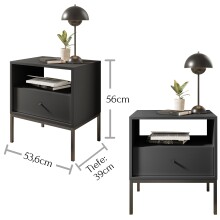 Nachtkommode >Ines< in Graphit - 53,6x56,2x39cm (BxHxT)