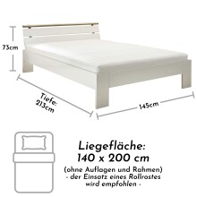 Bett >Nizza< in Weiß - 145x73x213cm (BxHxT)