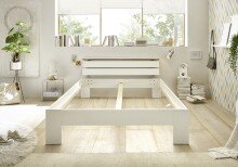 Bett >Nizza< in Weiß - 145x73x213cm (BxHxT)