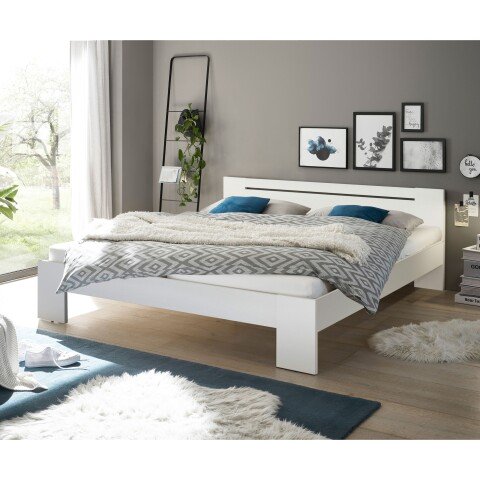 Bett >Cannes< in Weiß - 185x71x204cm (BxHxT)