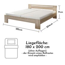 Bett >Cannes< in Eiche Sonoma - 185x71x204cm (BxHxT)