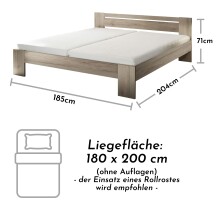 Bett >Cannes< in Eiche San Remo hell - 185x71x204cm (BxHxT)