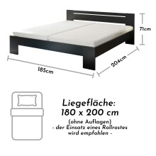 Bett >Cannes< in Schwarz - 185x71x204cm (BxHxT)
