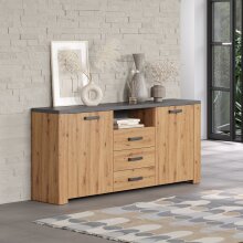 Kommode >Follow< in Artisan Eiche Melamin - 180x83x40 (BxHxT)