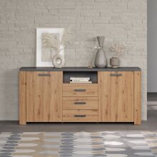 Kommode >Follow< in Artisan Eiche Melamin - 180x83x40 (BxHxT)