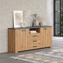 Kommode >Follow< in Artisan Eiche Melamin - 180x83x40 (BxHxT)