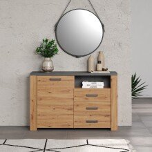 Kommode >Follow< in Artisan Eiche Melamin - 127x83x40 (BxHxT)