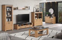 Vitrine >Follow< in Artisan Eiche Melamin - 73x199x40 (BxHxT)