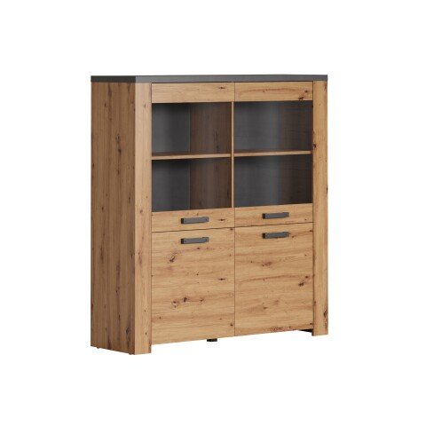 Highboard >Follow< in Artisan Eiche Melamin - 127x139x40 (BxHxT)