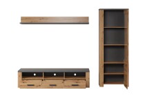 Wohnwand >Follow< in Artisan Eiche Melamin - 268x199x50 (BxHxT)
